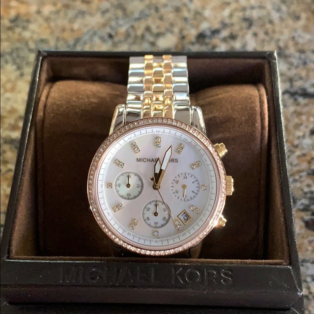 Michael Kors Ritz tri tone watch